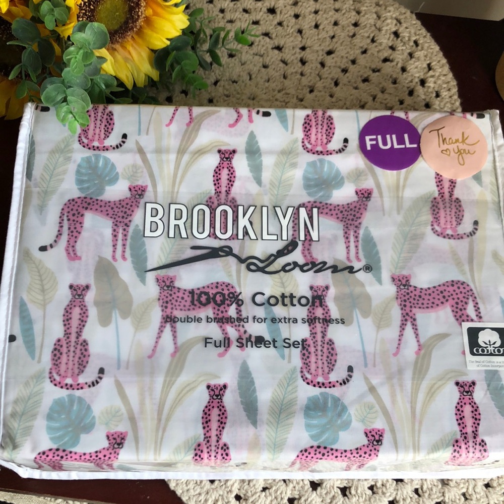 Brooklyn Loom FULL Sheet Set - Pink Leopard Print